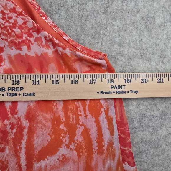 Calvin Klein Womens Halter Neck Dress Coral Pink Orange Abstract Chain Detail - Picture 7 of 7